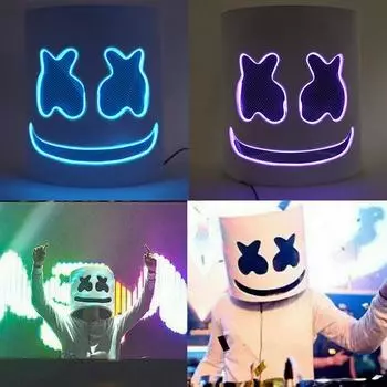 Практичная светящаяся маска для DJ Marshmallow Marshmello Halloween Party Mask синий