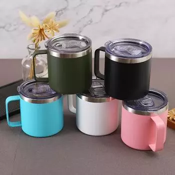 Практичная термокружка для кофе большой емкости, устойчивая к царапинам, двухслойная, универсальная, термокружка для ежедневного использования, товары для дома, кофейная кружка небесно-голубой