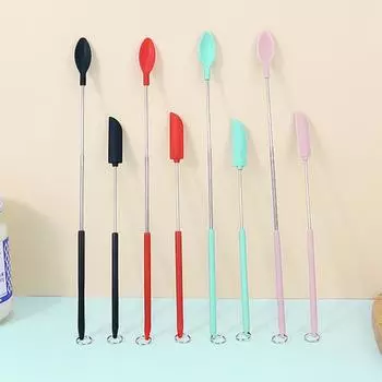 Практичная термостойкая мешалка для лосьона со скребковой ложкой, бутылка для еды, косметические товары, силиконовый шпатель для косметики, мини-шпатель зелёный