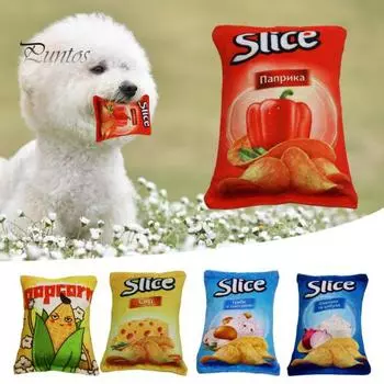Практичная, устойчивая к царапинам, легкая игрушка для домашних животных, звуковая, в форме чипсов, плюшевая игрушка для укусов для собак, товары для животных небесно-голубой
