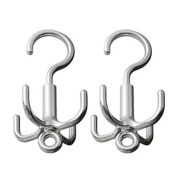 Практичная вешалка для одежды с крючками, вращающаяся на 360 градусов, с 4 крючками для экономии места и хранения сумок и аксессуаров