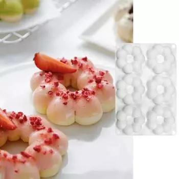 Практичная высокотемпературная посуда, силиконовая 3D цветочная конструкция, форма для изготовления пончиков, инструмент для десерта, принадлежности для хлебобулочных изделий, форма для пончиков белый