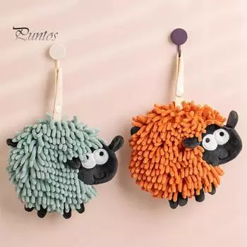 Практичное нежное шенилловое подвесное кухонное полотенце с изображением овцы, подвесное полотенце для ванной комнаты фиолетовый