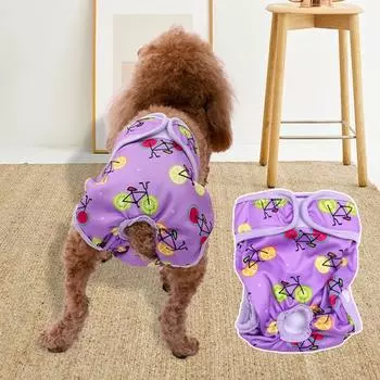 Практичные герметичные трусики с застежкой-лентой для домашних животных с рисунком фруктов для собак и щенков, физиологическое нижнее белье для менструального периода XS синий