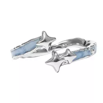 Практичные Художественные Синие Эмалированные Прочные Кольца из Сплава с Дизайном Планет для Любителей Моды Стильные Наряды