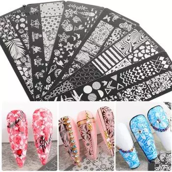 Практичные изображения ногтей, украшения для ногтей, штамп, штампованная пластина с несколькими изображениями, высококачественная печать #04