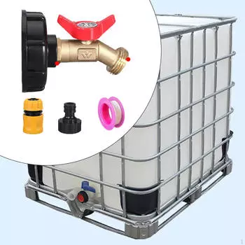 Практичные переходные фитинги IBC Tote с латунным краном, 1000 л, 60 мм для садового шланга 3 Piece