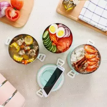 Практичные термостойкие долговечные многослойные бытовые изолированные ланчбоксы для офисного завтрака 3 Layer красный