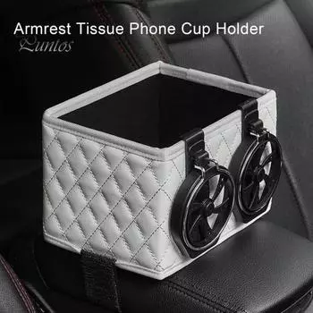 Практичный 2 в 1 Сильный несущий автомобильный ящик для хранения Автомобильный подлокотник Ткань Чашка Для телефона Держатель Автомобиля Аксессуары чёрный