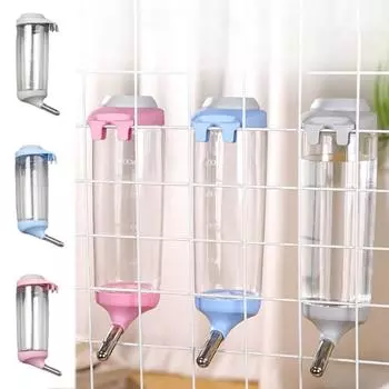 Практичный 350/500 мл диспенсер для воды для кроликов, автоматический пластиковый фонтанчик для домашних животных, съемная бутылка для питья кошек для клетки для домашних животных 350ML серый