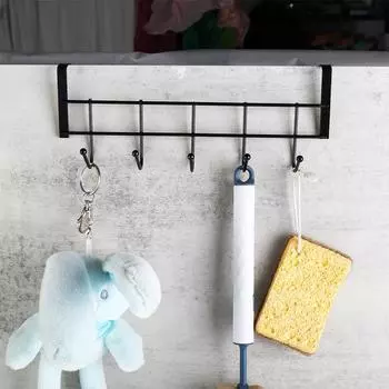 Практичный 5 крючков для шкафа, вешалка для хранения вещей, серебристо-черный, прочная, для полотенец, для ванной комнаты чёрный