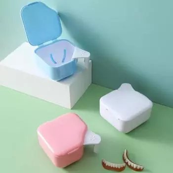 Практичный эффективный профессиональный ящик для зубных протезов с двойным сливом для удаления пятен для хранения розовый