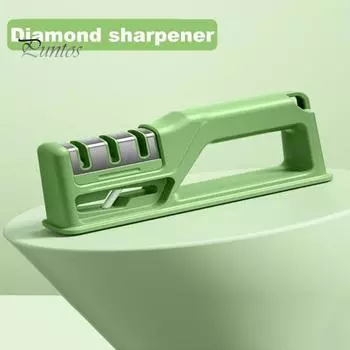 Практичный, экономящий место, долговечный точильный камень, трехсекционная точилка для ножниц, кухонный аксессуар чёрный