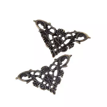 Практичный антикварный цинковый сплав кружевной полый уголок латунный сундук для ювелирных изделий деревянная шкатулка чехол протектор