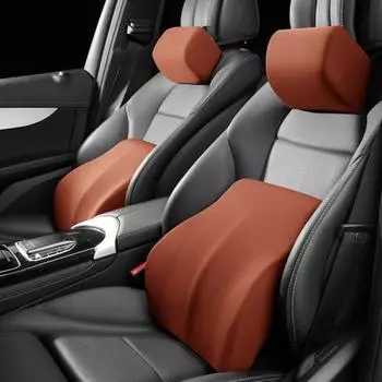 Практичный автомобильный подголовник, эргономичный поясничный массаж с пеной с эффектом памяти B коричневый