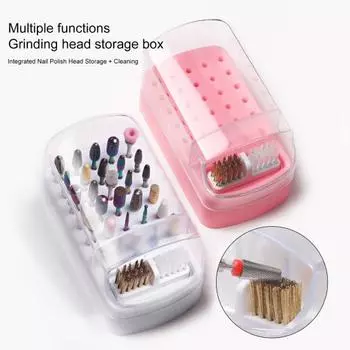 Практичный держатель для сверл для ногтей, конструкция с несколькими сетками, высокая стойкость, хранение розовый