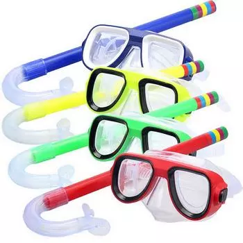 Практичный детский дайвинг, подводное плавание, подводное плавание с аквалангом, сухая трубка и маска, стеклянные линзы, ПВХ синий