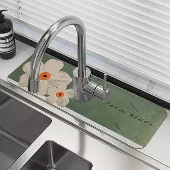 Практичный диатомовый коврик для крана, защитный коврик для кухонной раковины, впитывающий дренажный коврик, улавливатель брызг воды, защитный коврик для столешницы