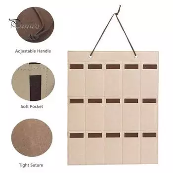 Практичный дизайн шнурка не выцветает настенная сумка 15 ячеек органайзер для очков настенная сумка для хранения принадлежностей для спальни серый