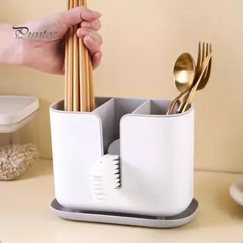 Практичный дренажный люк большой емкости для ложек и вилок, подставка для кухонной утвари, органайзер для ложек и вилок, держатель для домашних принадлежностей чёрный