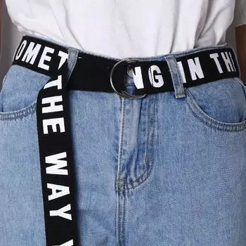 Практичный двойной ремень с D-образным кольцом Harajuku женский мужской длинный ремень холст ремень джинсы подарок чёрный