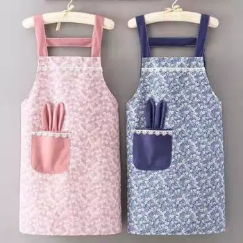 Практичный фартук для выпечки с цветочным принтом, мягкий маслостойкий B синий