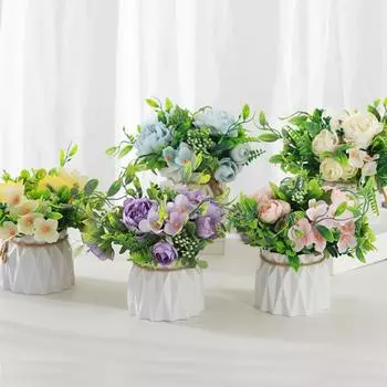 Практичный искусственный цветок с неувядшими зелеными листьями, декоративный дизайн I