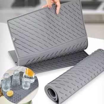 Практичный коврик для столового стола. Термостойкий, устойчивый к разрыву. Быстрый дренаж. серый