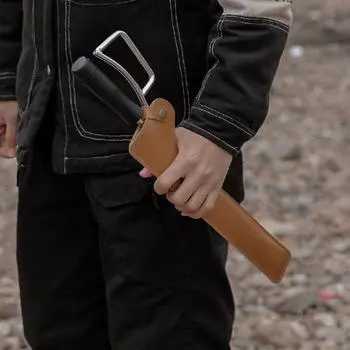 Практичный противообжигающий чехол для щипцов для камина, эластичный прочный чехол из искусственной кожи с зажимом для барбекю для дома светло-коричневого