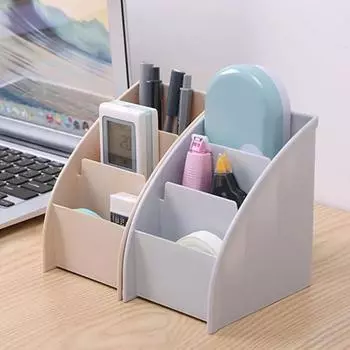 Практичный противоскользящий большой емкости стабильный косметический держатель для настольных принадлежностей для школьной ручки серый