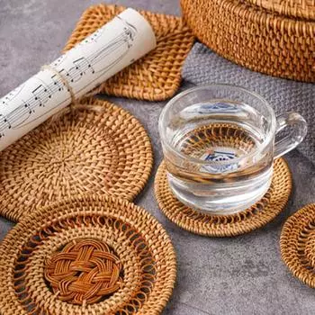 Практичный противоскользящий коврик для столовой, хороший плетеный обеденный коврик из ротанга ручной работы 10cm