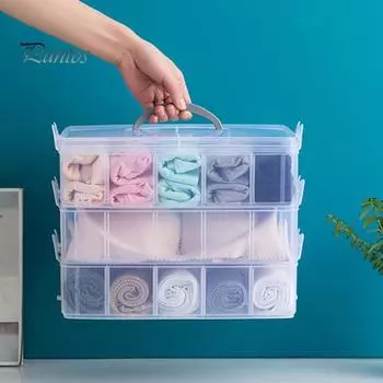 Практичный съемный легкий футляр для хранения вещей, прозрачный пластиковый ящик для хранения с 30 регулируемыми отделениями для общежития белый