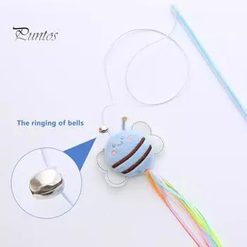 Практичный с колокольчиком Легкий кошачий дразнящий жезл Медоносная пчела Домашний кошачий дразнящий жезл Тренажер жезл Товары для животных жёлтый