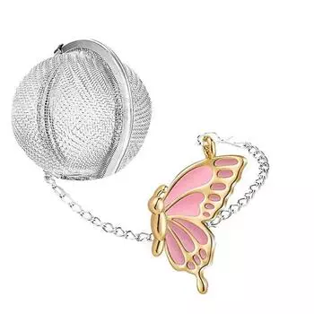 Практичный шарик для заварки чая с мелкой сеткой, многоразовый, устойчивый к коррозии, с антипригарным покрытием, шар для заварки чая со специями и шармом в виде бабочки, сфера для заварки чая синий