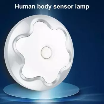 Практичный светодиодный настенный светильник с автоматическим включением/выключением, компактное освещение White Light серебряный