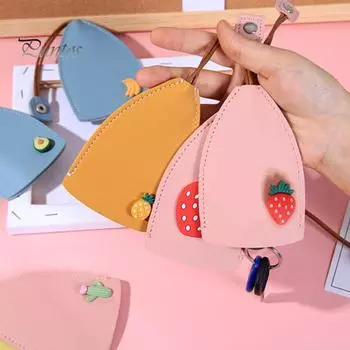 Практичный тонкий шов из искусственной кожи, кошелек для ключей, мультяшная экономка, брелок для ключей, товары для дома