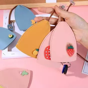 Практичный тонкий шов из искусственной кожи, кошелек для ключей, мультяшная экономка, брелок для ключей, товары для дома