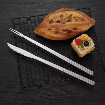 Практичный удлиненный нож для барбекю из нержавеющей стали, вилка для мяса, инструмент для барбекю на открытом воздухе