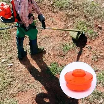 Практичный удобный аксессуар для газонокосилки небольшого объема круглой формы для садовой триммерной головки красный