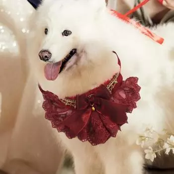 Практичный удобный мягкий ошейник для собак, домашних животных, кошек, бант, шарф на шею на Новый год M вино красного