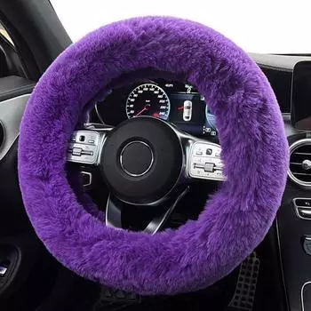 Практичный устойчивый к царапинам универсальный чехол на руль автомобиля пушистый плюш для транспортного средства 38cm вино красного