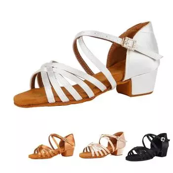 Практикующая танцевальная обувь, модная шелковая атласная обувь для латинских танцев для девочек 30 чёрный