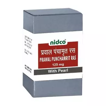 Правал Панчамрит Рас: для пищеварительной системы (25 таб, 125 мг), Prawal Punchamrit Ras, Nidco