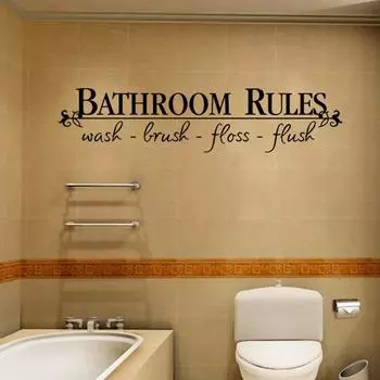 Правила для ванной комнаты, дверной знак, виниловые цитаты, надписи, слова, наклейки на стену, ванная, туалет, туалет, украшение, домашний декор, наклейка, искусство