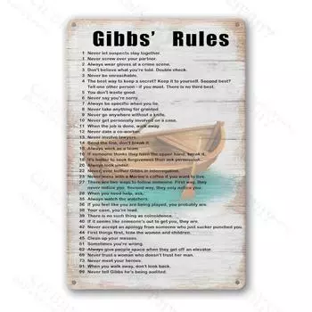 Правила Гиббса Винтажный Металлический Знак Юмористическое Настенное Искусство Для Дома Бар Кафе Ресторан Фермерский Дом Гараж Декор Идеально Подходит Для Рождественского Подарка 20x30cm шоколадный