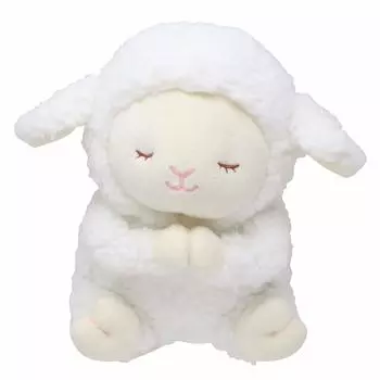 Prayer Sheep Plush Fluffy and White Shi-chan Toy, Soft, белый