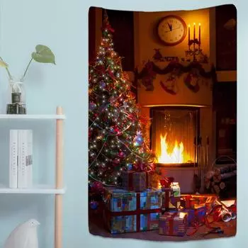 Праздничная елка, гобелен, Новый год, Рождество, искусство, настенный декор в стиле хиппи, богемный домашний интерьер, декор для спальни 95x70cm