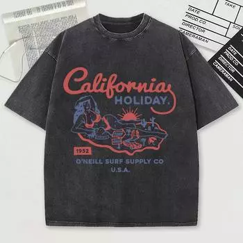 Праздничная футболка O Neill Surf Supply Usa с вареным эффектом, мужская, летние топы, трендовая, свободного кроя, с коротким рукавом, унисекс, из мягкого хлопка, уличная одежда S