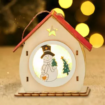 Праздничная иллюминация рождественского деревенского домика со светодиодными огнями Snowman