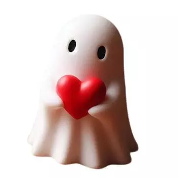 Праздничная миниатюрная фигурка призрака в виде мультяшного сердца для украшения на Хэллоуин, отлично подходит для украшения рабочего стола 2